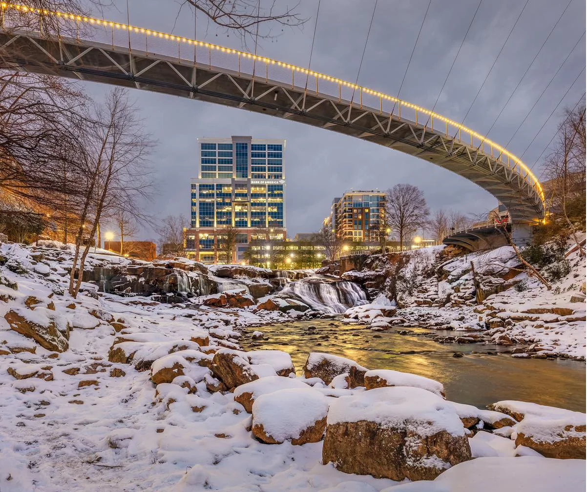 Liberty Bridge in winter, Greenville SC